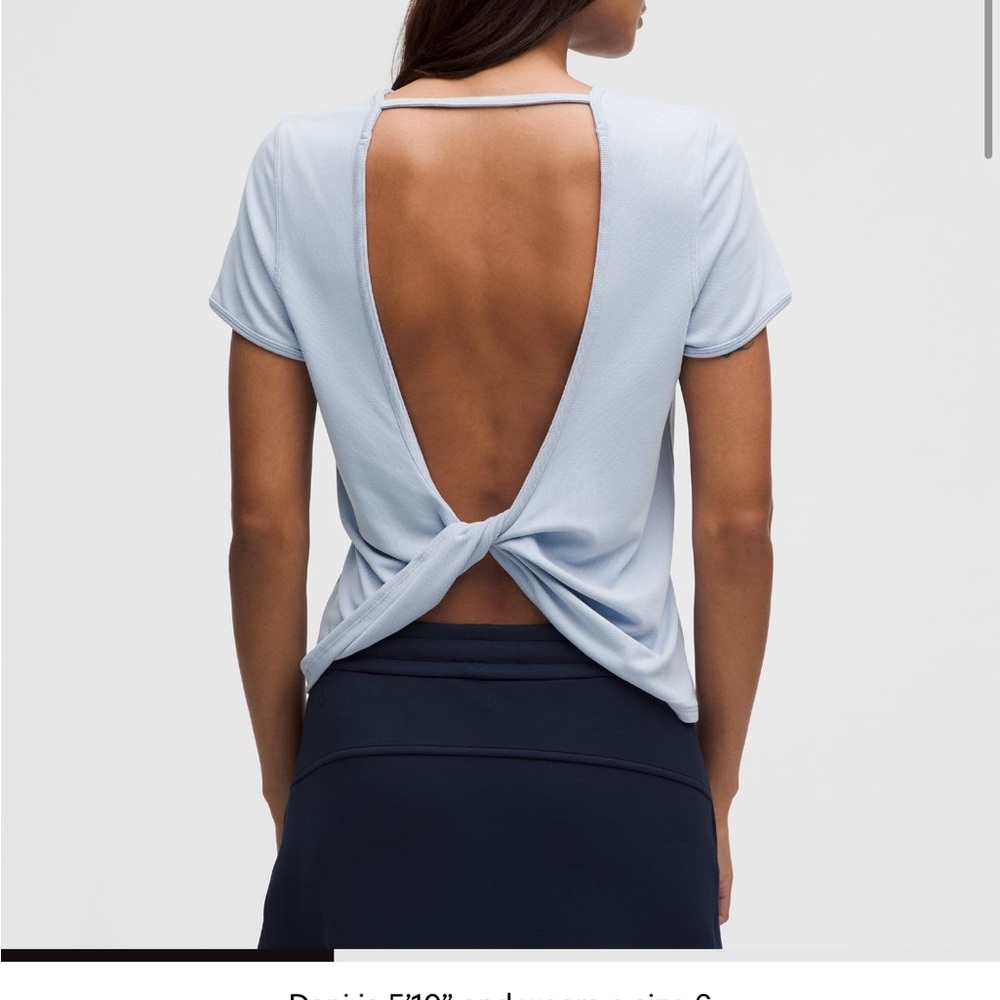 Twist-Back Soft Ribbed Short-Sleeve Top